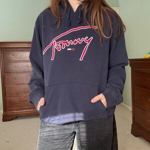 Tommy Hilfiger Dark Blue Hoodie with Red Logo